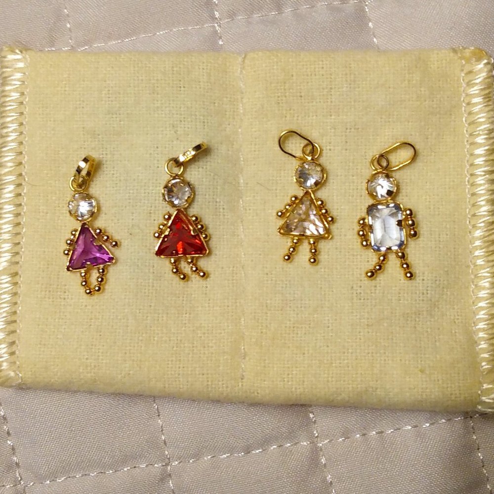 Vintage 14K Yellow Gold Birthstone Kids Charms